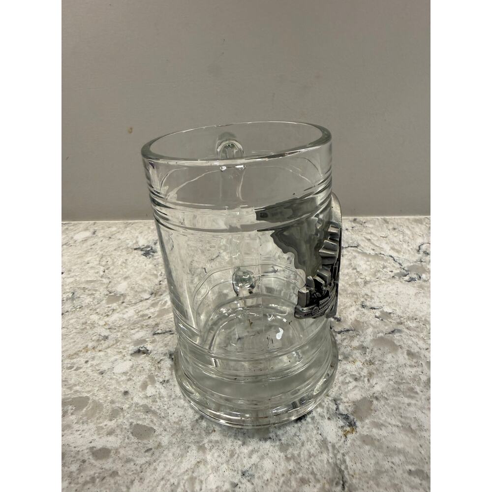 ST. LOUIS RAMS Heavy Glass Beer Mug Stein 3D Pewter Emblem NFL - Picture 4 of 8